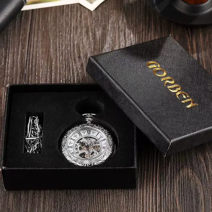 Montre de Poche Mécanique en Acier Inoxydable pour Homme et Femme