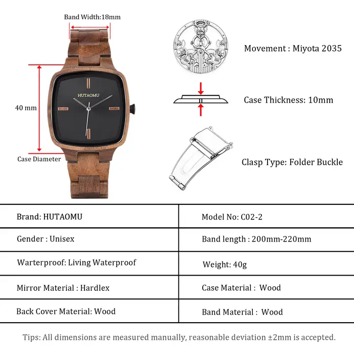 DODO DEER-Montre en bois pour hommes et femmes