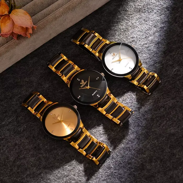 ORLANDO hommes montres de luxe nouveau arrivé Cool noir or Quartz acier montre-bracelet exquis Masculino Relogio horloge de mode