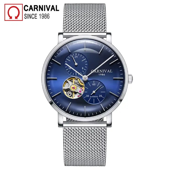 Montre Carnival Mécanique Saphir Homme Style Luxe Fêtes Occasions Spéciales Robuste Chic Casual