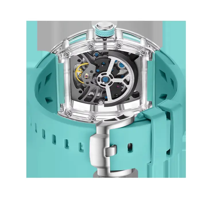 Montre-bracelet mécanique Daniel Gorman 2026 Tonneau automatique pour hommes d'affaires avec cadran ajouré en cristal lumineux cadeau occasionnels spéciaux