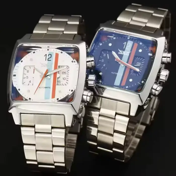 Montre mécanique automatique vintage pour homme avec cadran carré unique