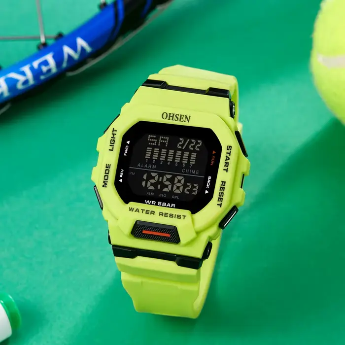 Mode OHSEN Hombre mâle montres numériques 5ATM plongée homme hommes sport vert