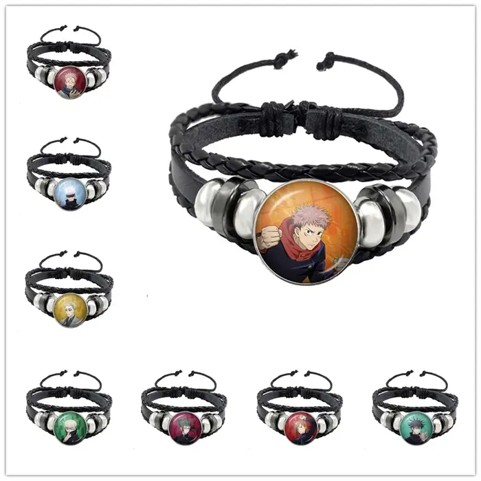 Bracelet en cuir avec dôme en verre décoratif pour femmes et hommes