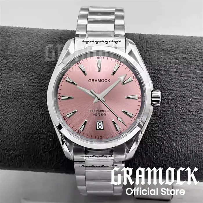 Montre mécanique automatique GRAMOCK avec cadran dégradé lumineux et bracelet en acier pour homme occasions spéciales et plongée