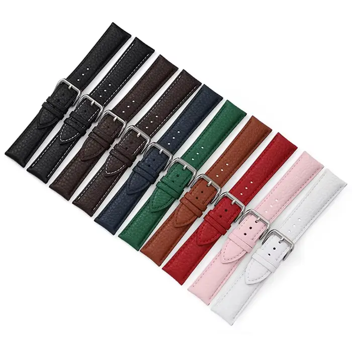 Bracelet de montre en cuir souple à motif litchi
