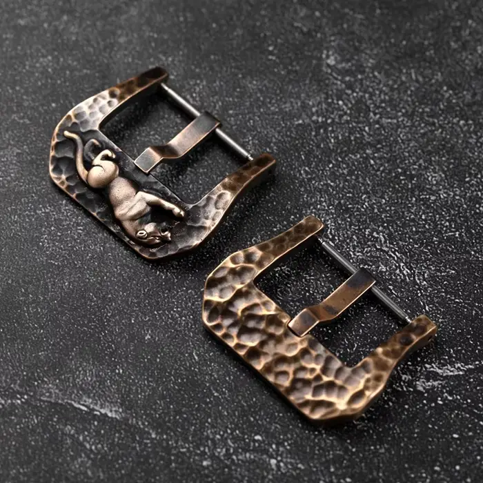 Bracelet en cuir et caoutchouc avec boucle en laiton massif oxydé pour hommes et femmes style vintage ancien à offrir pour occasions spéciales