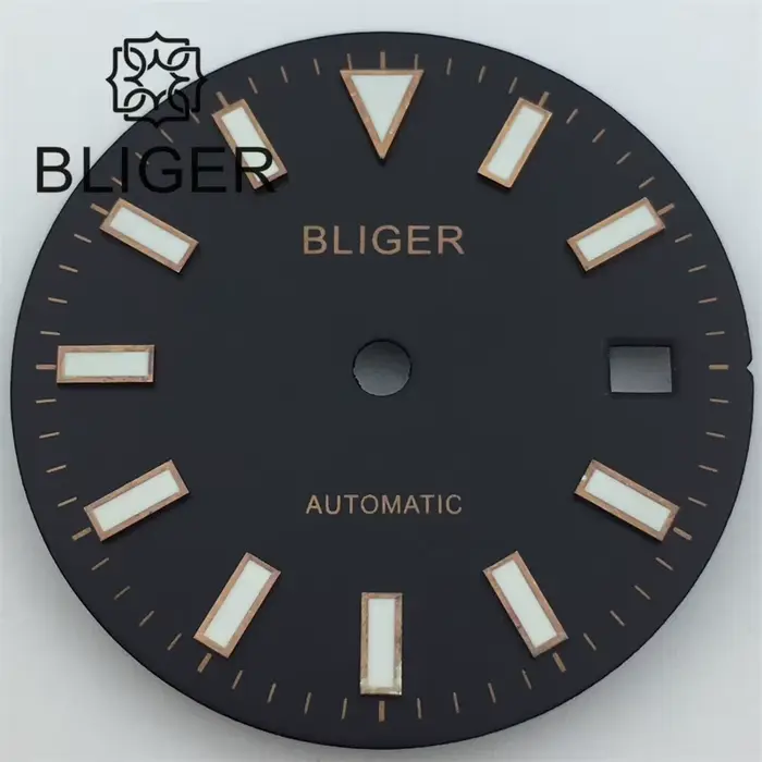 BLIGER-Cadran de Montre en Porcelaine Verte, Noir, Blanc, Rose, Or, Bord, 29mm, Compatible avec MIYO