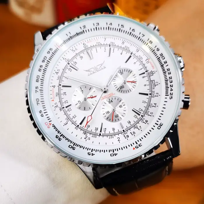 JARAGAR pilote sport montre automatique pour hommes militaire multifonction montres mécaniques haut de gamme luxe bracelet en cuir horloge