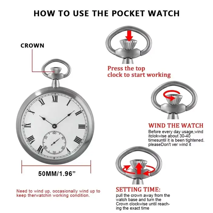 Montre de poche impériale de luxe en acier de haute qualité