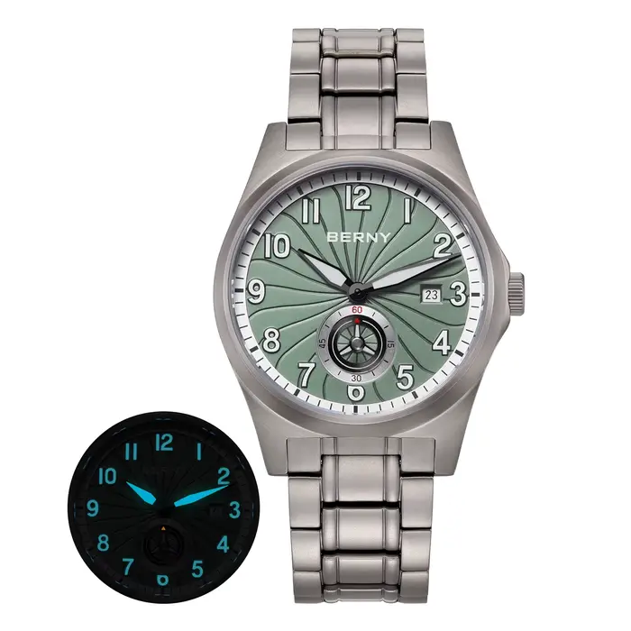 Montre en titane BERNY automatique pour hommes avec mouvement Seagull ST1731 résistante à l'eau pour diverses occasions et activités de tous les jours