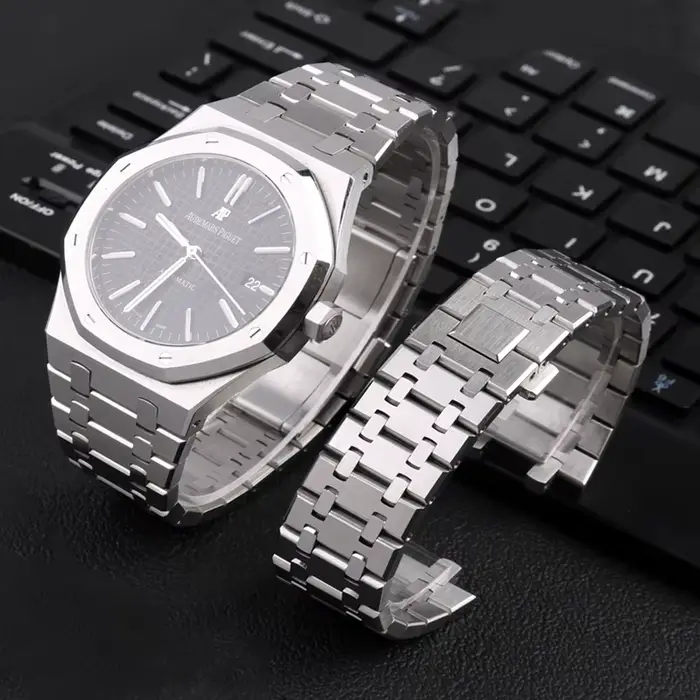 Bracelet de montre en acier inoxydable massif pour homme