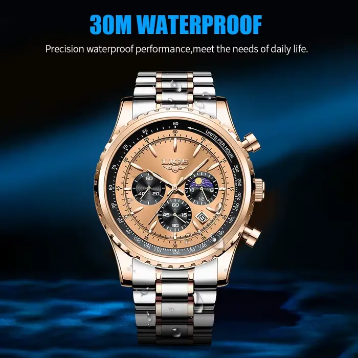 Montre Homme LIGE 2026 – Nouvelle Collection Luxe, Quartz, Étanche, Lumineuse, Date, Chronographe, Sport