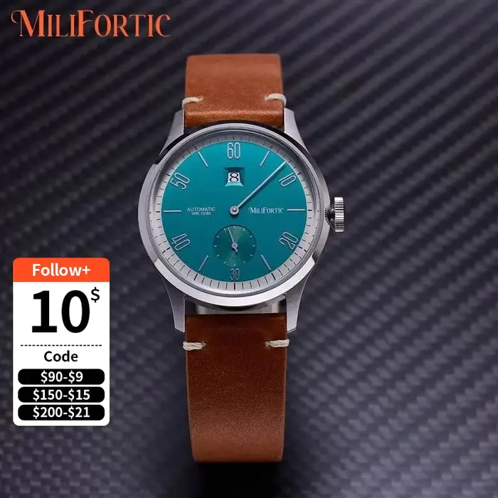 Milifortic 38MM minimaliste sauter heure montre automatique homme R088 saphir cristal 10ATM Vintage en acier inoxydable montres mécaniques
