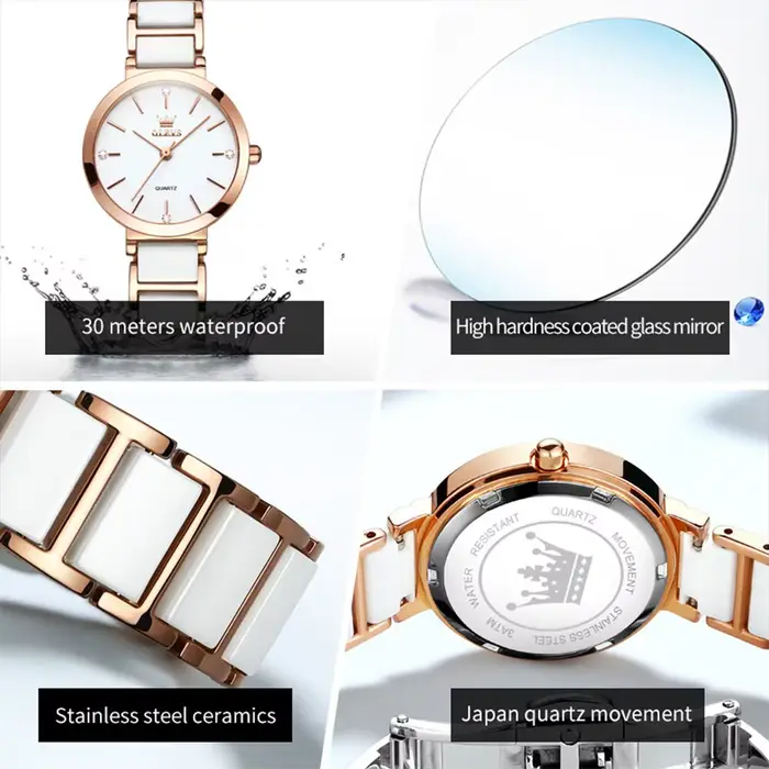 Montre-bracelet de luxe en or rose pour femme