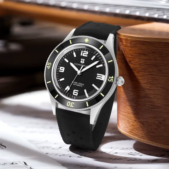 CORGEUT 50-Fathoms montre de plongée WD50F NH35 mouvement automatique 40mm
