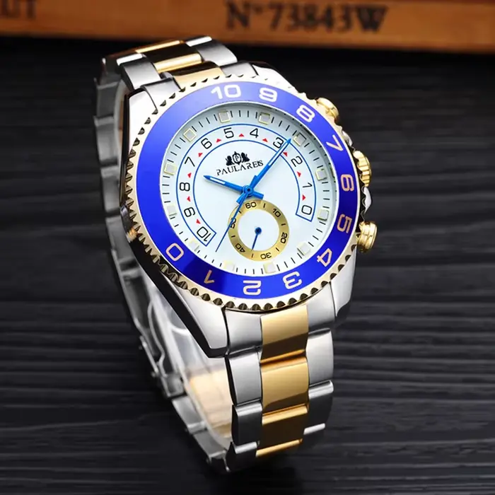 Montres automatiques pour hommes mécanique auto vent acier inoxydable décontracté or bleu maître affaires Reloj Hombre luxe