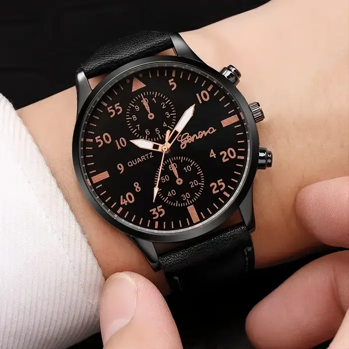 Reloj zones bre-Montre-bracelet à quartz en cuir pour homme d'affaires