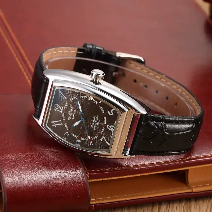 Montre automatique T-WINNER style antique avec mouvement mécanique calendrier complet pour homme occasions spéciales