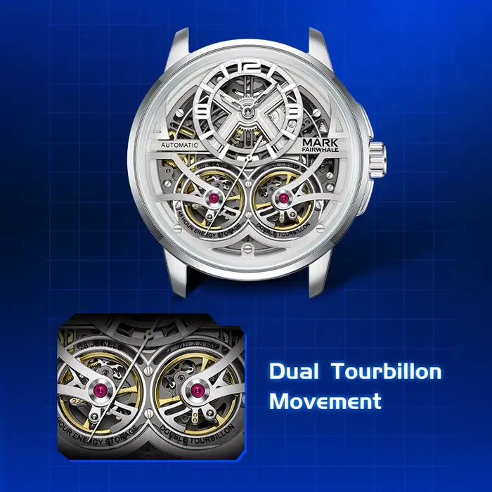 Montre-bracelet mécanique automatique pour homme Mark Fairwhale Fashion Tourbillon