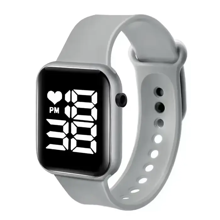 Montre numérique carrée pour femmes et hommes, montre électronique de sport pour enfants, grand écra