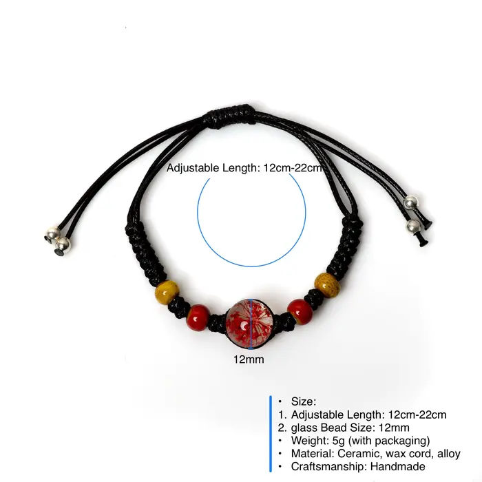 Bracelet perlé en céramique rouge pour hommes et femmes
