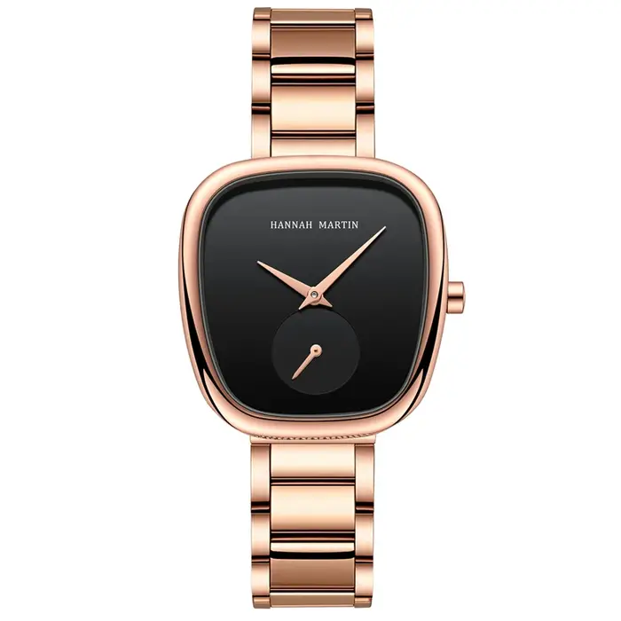 Montre-bracelet à Quartz pour femmes, or rose, baril de vin, style minimaliste, ovale, résistante à l'eau, pour occasions spéciales