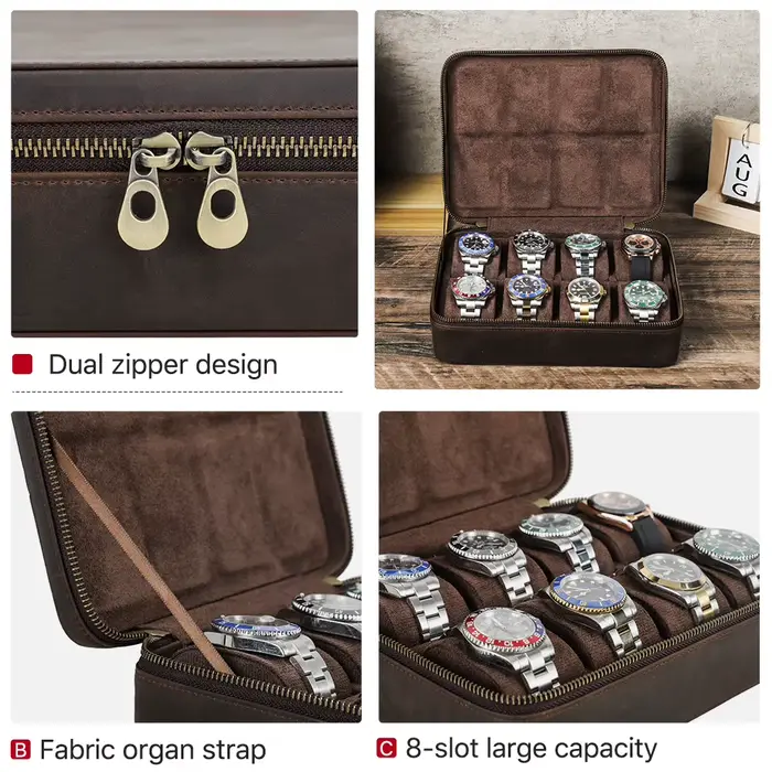 CONTACTS FAMILY-Boîte de rangement de montre en cuir pour hommes et femmes