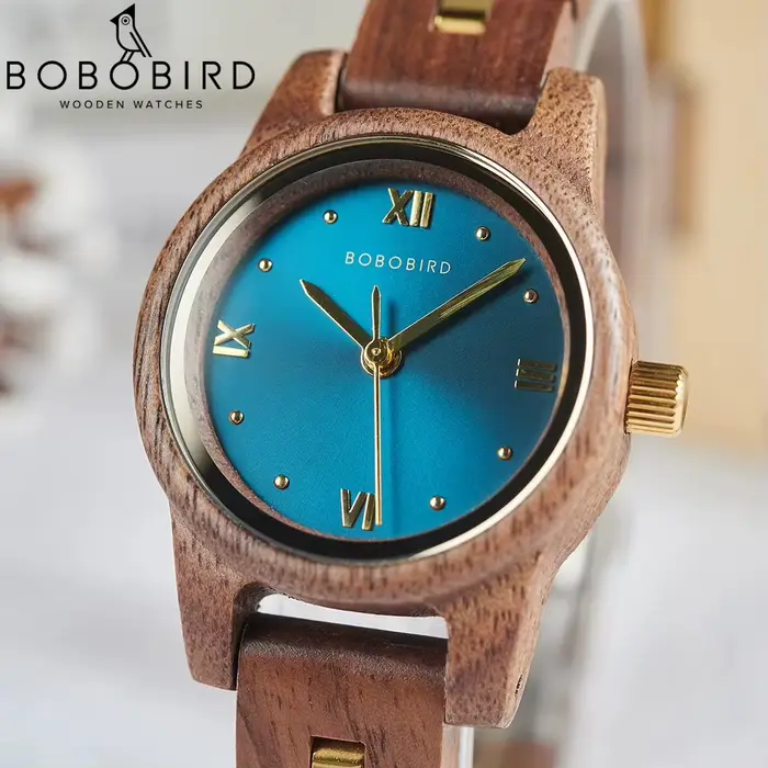 BOBO BIRD bleu marine Couple montres haut de gamme marque amant en bois Quartz montre-bracelet personnalisé gravé Reloj Mujer livraison directe