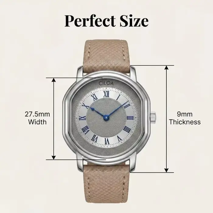 Montre The Arbiter en acier inoxydable avec bracelet en cuir pour femmes et hommes, résistante à l'eau 3 bars, mouvement Miyota, style fashion et casual