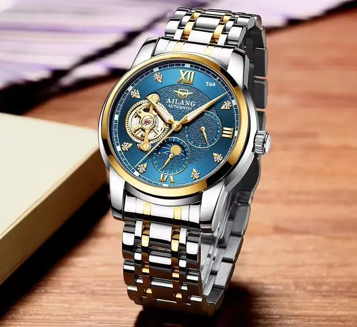 Montre mécanique Daniel Gorman Tourbillon avec cadran squelette pour hommes occasions spéciales robuste et élégante