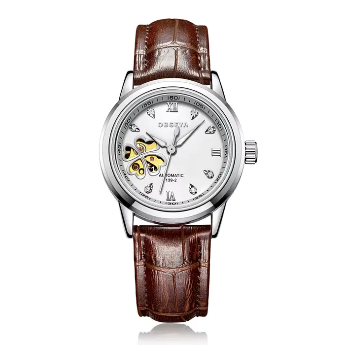 Montre-bracelet de luxe rose pour femme, montre mécanique automatique, résistante aux chocs, pour occasions spéciales et quotidienne
