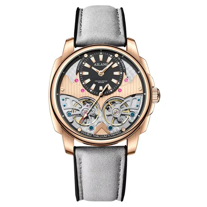 AILANG automatique mécanique étanche Sport militaire hommes montre de luxe Double Tourbillon homme montre-bracelet bracelet en cuir