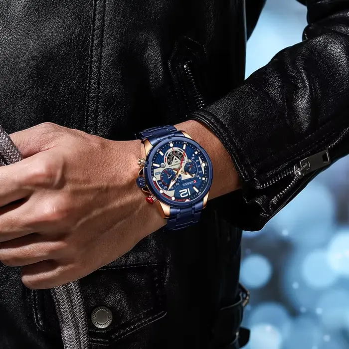 CURREN nouveau vert hommes montres haut de gamme de luxe en acier inoxydable montre à Quartz
