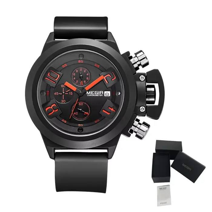 MEGIR hommes montres de luxe Sport militaire chronographe étanche Date mode Quartz montre-bracelet g