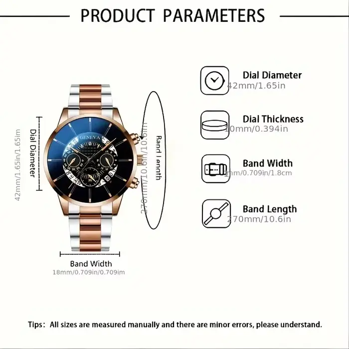 Montre RUNERR à Quartz avec Bracelet en Acier Inoxydable pour Homme Occasions Spéciales Elégante Fonction Calendrier