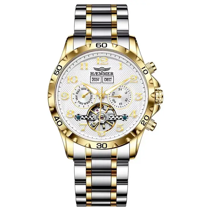 HAEMTextiles-Montre mécanique multifonction entièrement automatique pour homme, montre étanche en ac