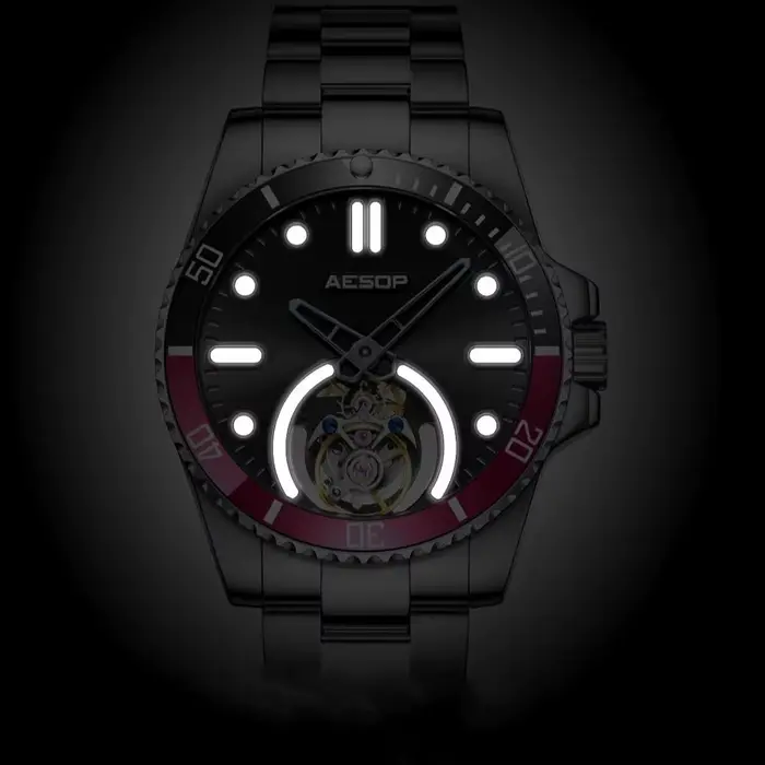 AESOP 2025 hommes Tourbillon volant montre-bracelet mécanique mâle squelette luxe saphir montre