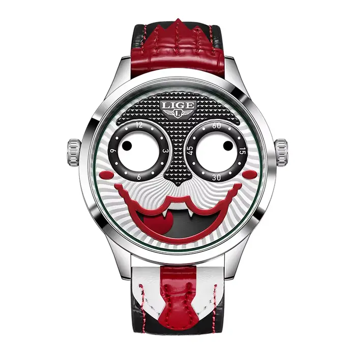LIGE 2025 montres créatives hommes Clown mode montres à Quartz bracelet en cuir étanche montre pour 