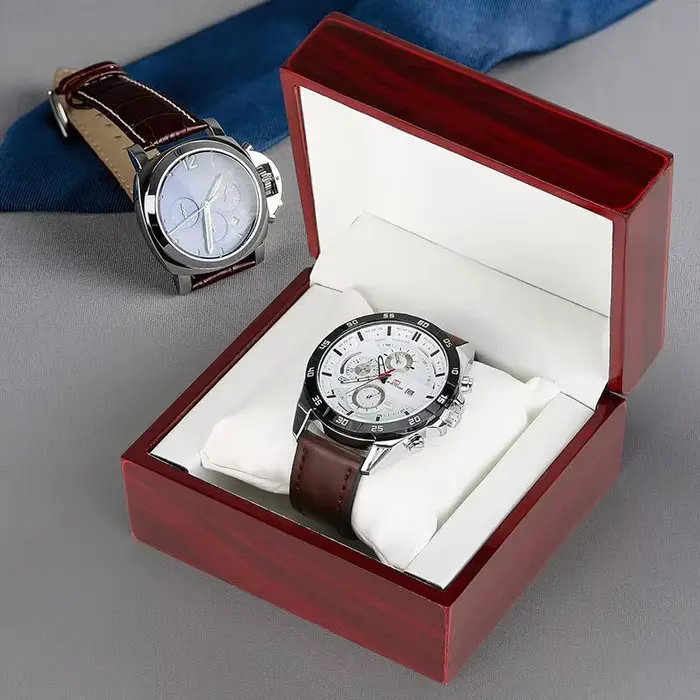 Boîte à montre simple en bois de luxe pour voyage, rangement haut de gamme pour bijoux avec coussin, étui cadeau pour montre-bracelet et bracelet pour homme