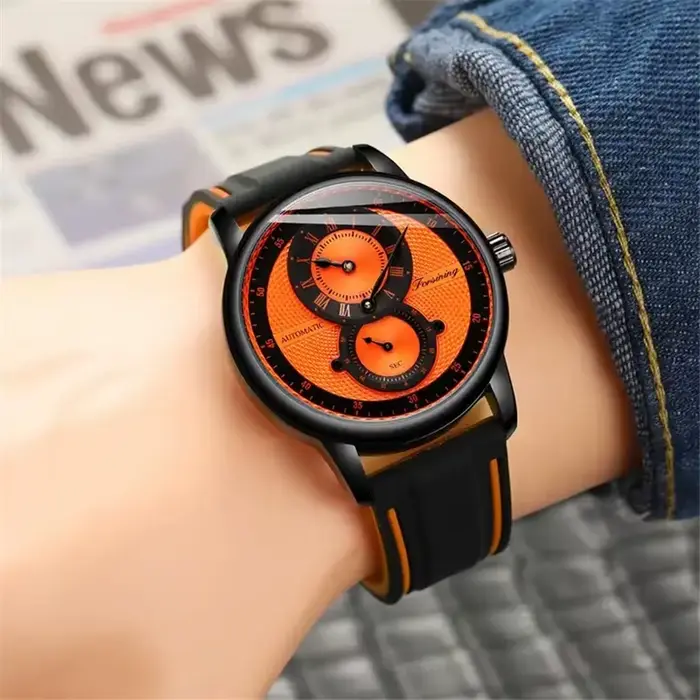 Montres FORSINING 366 de luxe à mouvement mécanique automatique squelette pour hommes