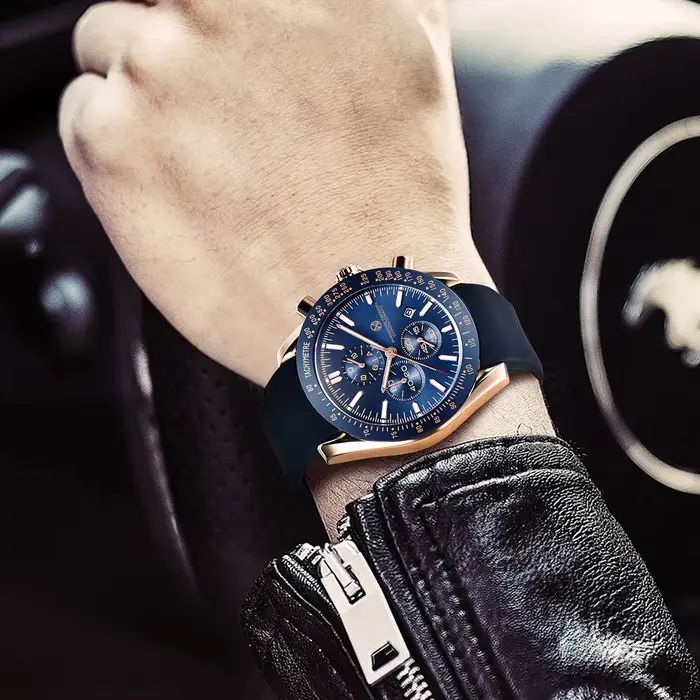 Montre Quartz Automatique Hommes Élégante Multifonctionnelle Occasions Spéciales Étanche Robuste Chronomètre Mode Décontracté