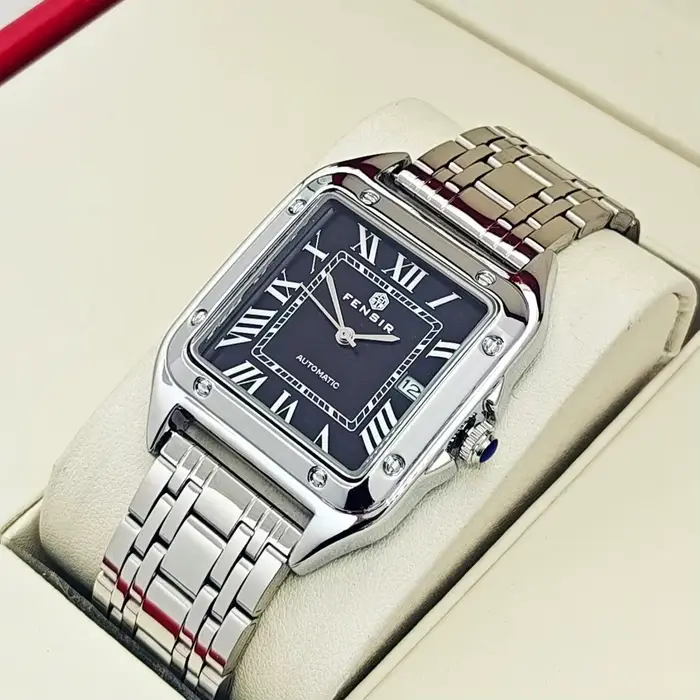 Montre de luxe homme quartz affichage calendrier bracelet acier inoxydable boîtier carré style mode décontracté occassions spéciales cadeau anniversaire