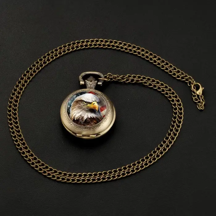 Montre de poche à Quartz avec pendentif aigle en Bronze doré Antique