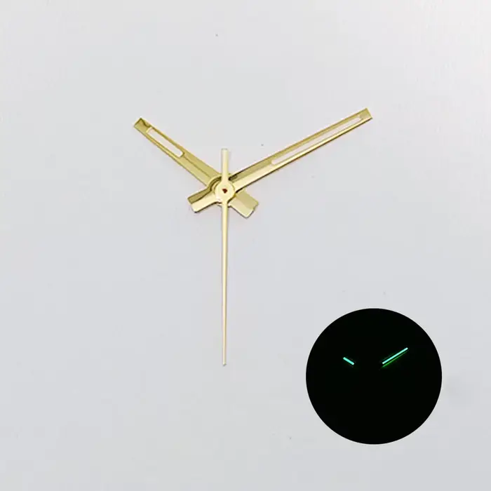 Aiguilles de aiguilles de montre NH35, or Rose poli, argent, or, pointeurs lumineux verts de haute q