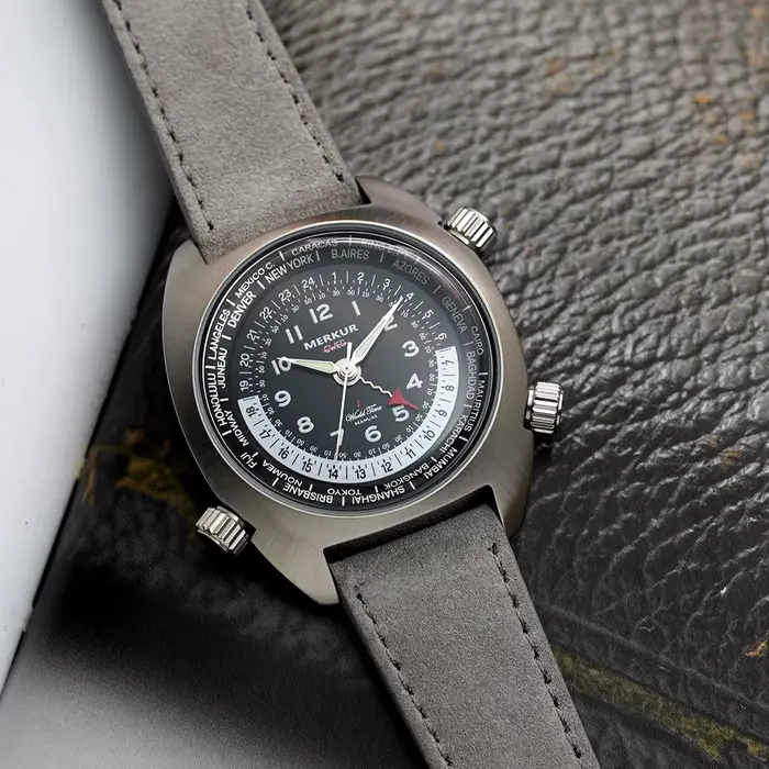 Merkur-Montre mécanique vintage pour homme