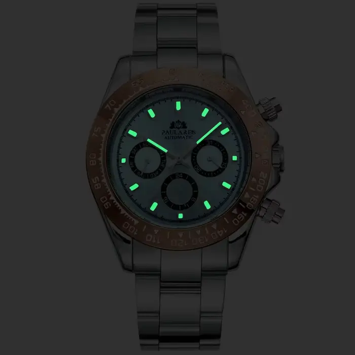 Montres automatiques pour hommes mécanique auto-brûlure or acier inoxydable Glacier glace bleu châtain marron lunette Reloj Hombre Baratos