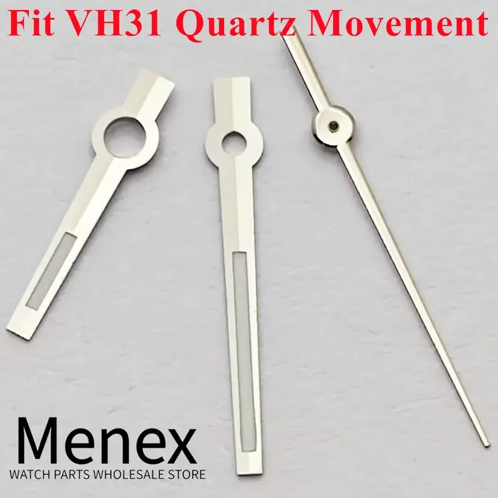 Aiguilles de montre lumineuses vertes Menex, argent, or, or rose, compatibles avec le mouvement à qu