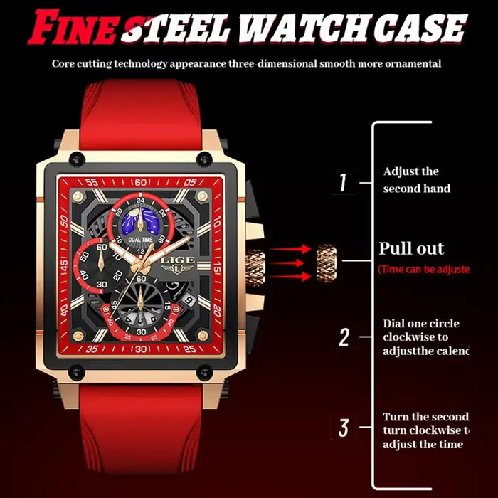 Montre-bracelet de sport étanche en silicone pour homme