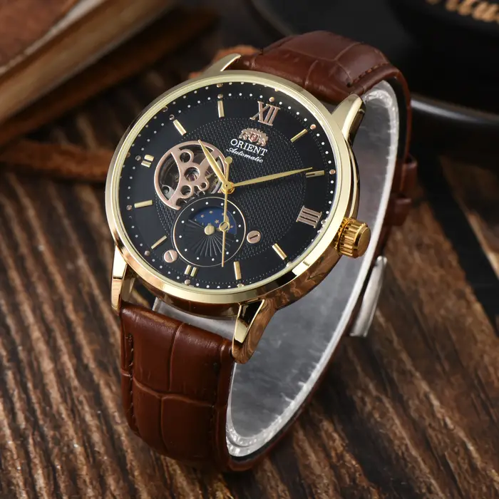 118A Store Orient Mechanical Unisex Automatic World Time Full Function Leather Strap Water Resistant Shockproof Star Series
